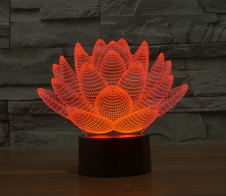 Blooming Lotus 3D Optical Illusion Hologram USB Lamp